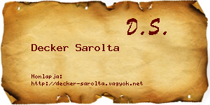 Decker Sarolta névjegykártya